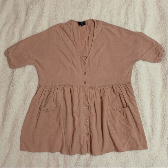 PETITE BLUSH BABYDOLL DRESS - Picture 2 of 4